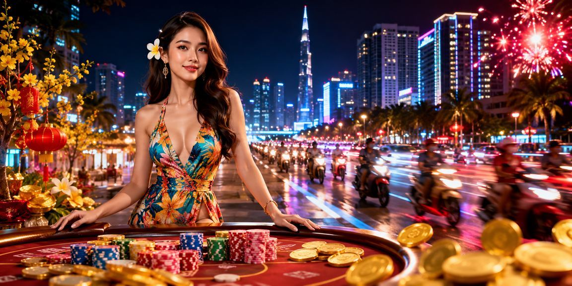 Ánh đèn neon casino trực tuyến sôi động tại TP. Hồ Chí Minh về đêm